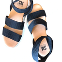 Steve Madden Stylish Black Sandals with Cream Sole Size 8
