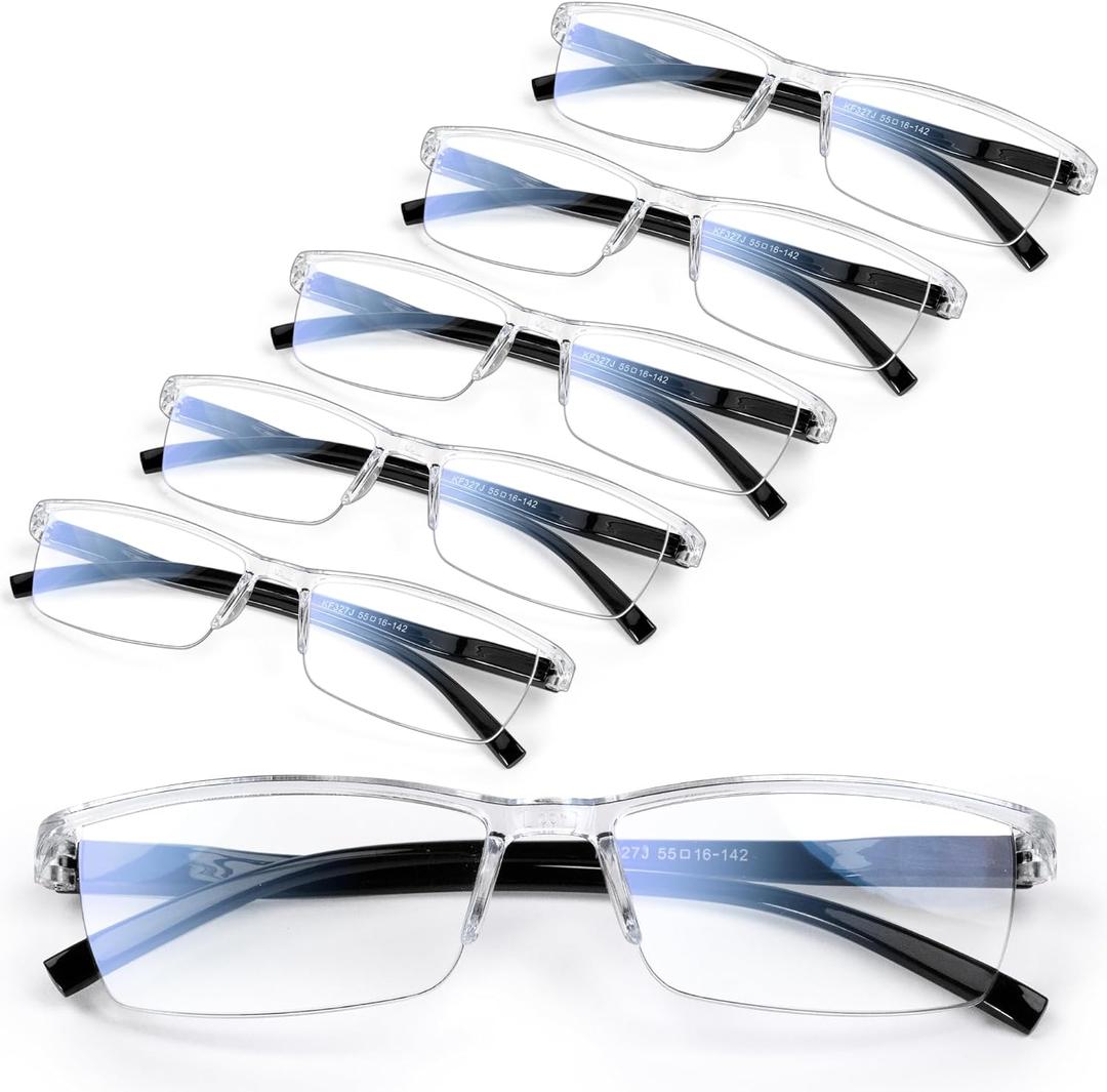 Gaoye 6 pack Executive Style Reading Glasses Men - Durable Readers with Blue Light Filtering - Comfortable Fit with TR90, 1.0x