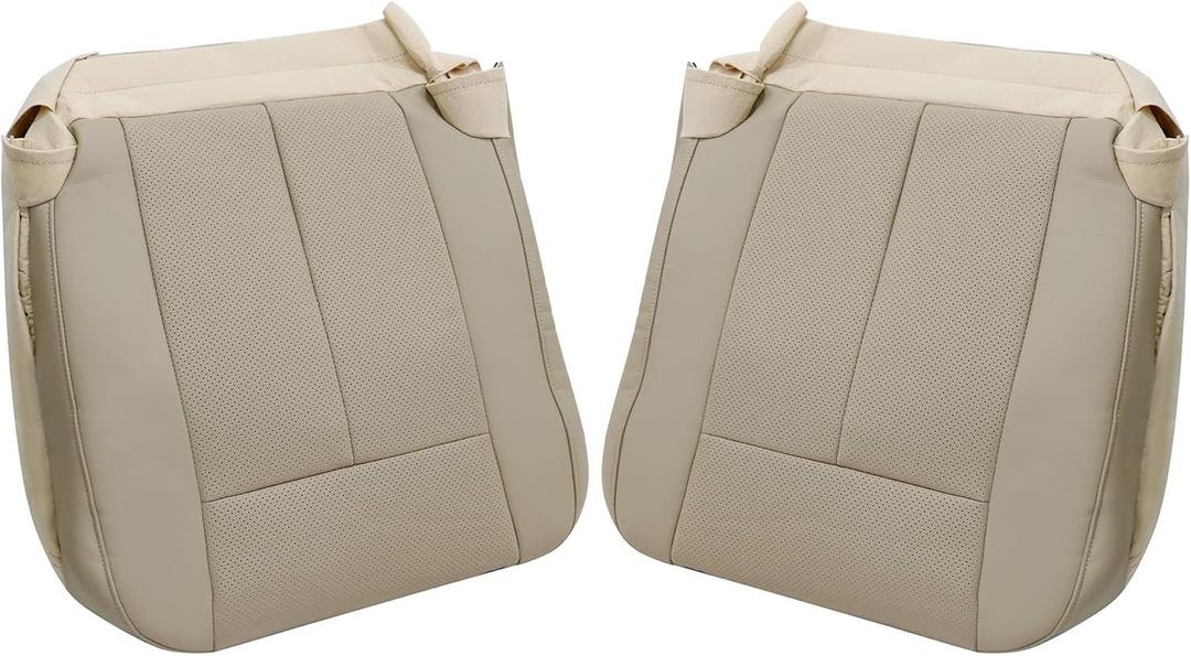 GXARTS Driver and Passenger Side Bottom Replacement Leather Seat Cover Tan Compatible with Ford Expedition 2007 2008 2009 2010 2011 2012 2013 2014