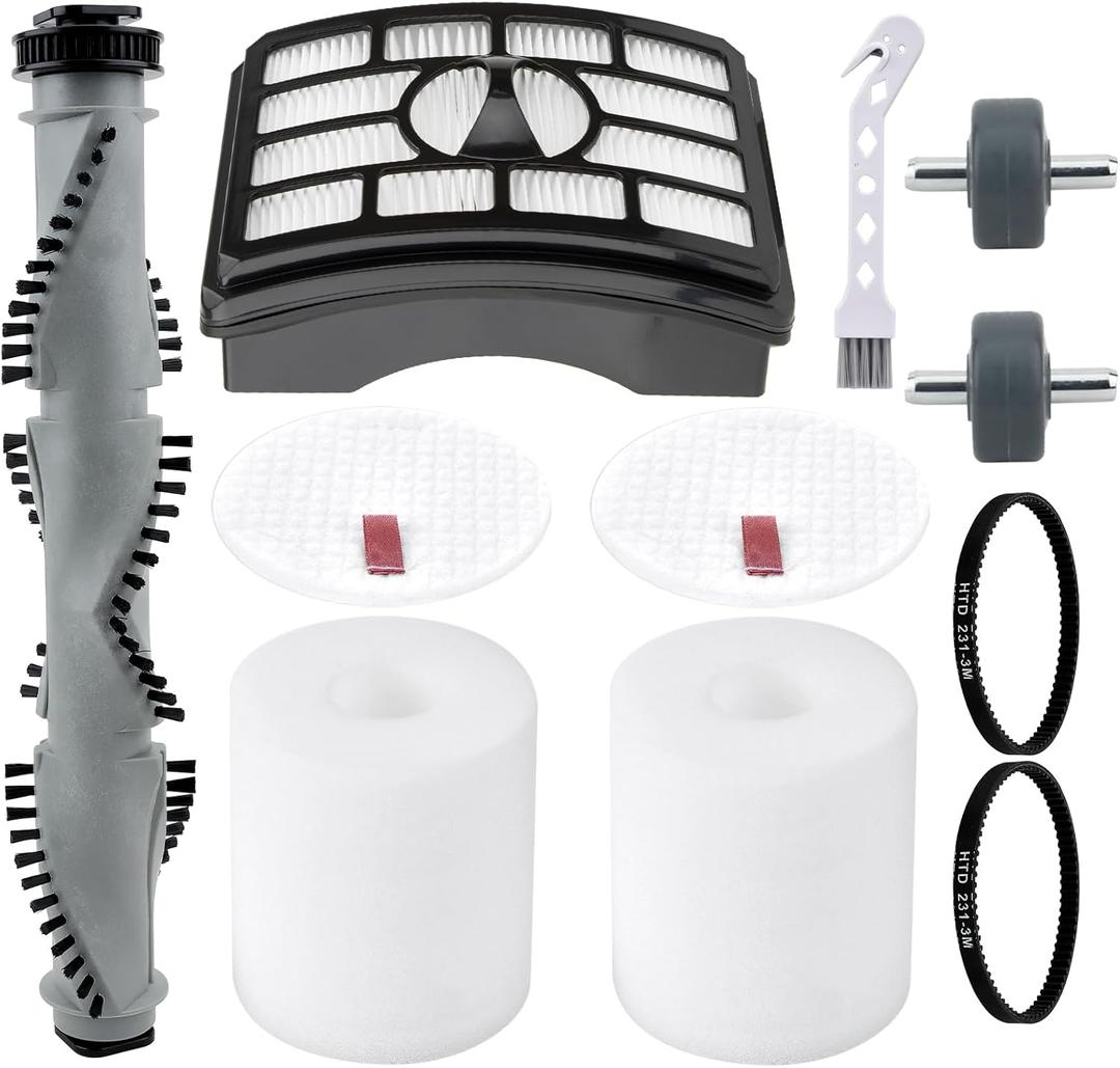 NV500 Accessories Kit for Shark Rotator Professional Lift Away NV500 NV501 NV502 NV505 NV520 NV550 UV560 Vacuum Parts includes 1 Roller Brush, 1 Filter, 2 Foam & Felt Filter, 2 Belts and 2 Wheels
