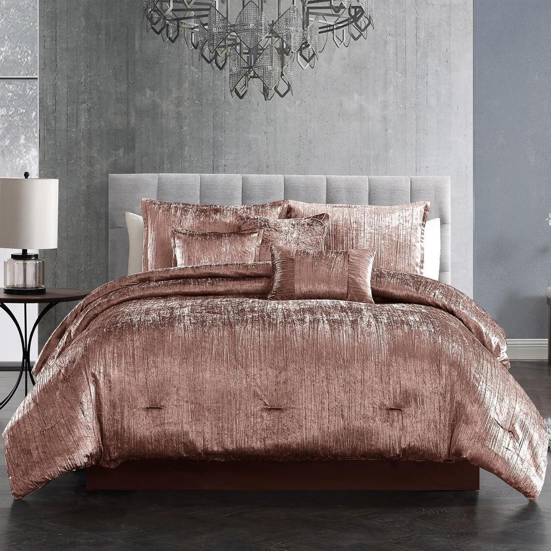 Riverbrook Home Turin Comforter Set, King, Blush, 7 Piece Set