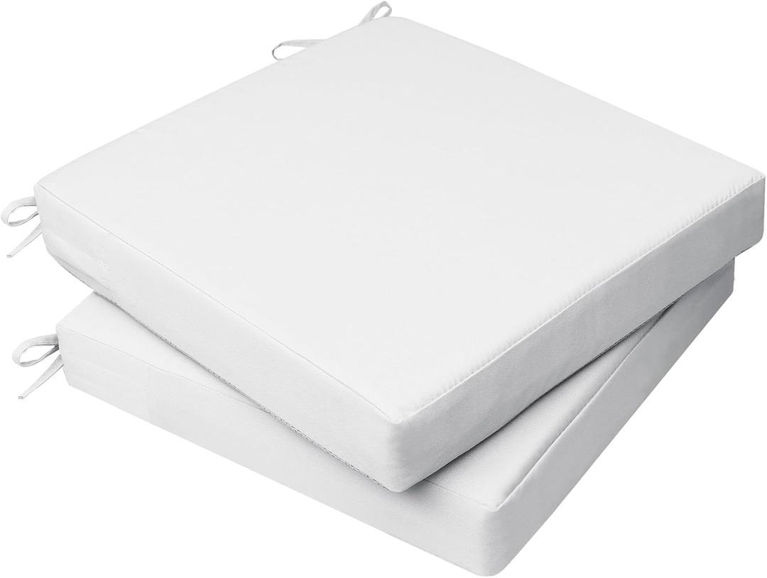 AAAAAcessories Outdoor Seat Cushions for Chairs, Waterproof, Fade-Resistant, 18.5" x 16" x 3", Patio Furniture Replacement Cushions, Set of 2, Creamy White