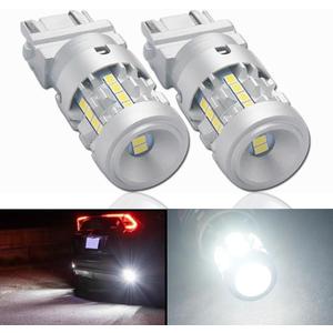 T25 P27/7W 3157 LED Bulbs White 6000K Built in Resistor with 6000LM Extremely Bright for Car Side Marker Brake Reverse Backup Daytime Running Light, 2 Pack