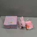 Realistic Bunny for Kids - Interactive Hopping Bunny Toy Set with Bunny Ears, Electric Lifelike Robot Rabbit that Move, Walking Barking and Wagging Tail Bunby Stuffed Animal with Sounds, Pink