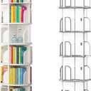 360 Rotating Bookshelf Simple Multi-Story Small Footprint Standing Shelf for Office Study(White) (40*190cm)