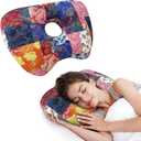 Ear Piercing Pillow with Ear Hole for Side Sleeper Relief Ear Pain,Cotton and Polyester Ear Pillows,Washable Ear Guard Pillow (Blue)