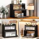 Bread Box for Kitchen Countertop Double Layer Large Corner Bread Box Capacity Bread Storage Bin Farmhouse Breadbox Container Organizer Cabinet Cupboard Black