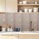 CHGCRAFT 36 Pcs 9 Style 3D Pink Pattern Tile Stickers Colorful Geometric Peel and Stick Wall Tile Stickers Waterproof Self Adhesive Stick on Tiles Decals for Kitchen Wall Art Decor, 44 Inch