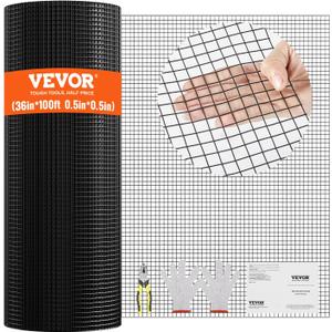 VEVOR Hardware Cloth, 36'' x 100' 1/2inch Galvanized Wire Mesh Roll, 19 Gauge Chicken Wire Fencing Roll, Vinyl Coating Metal Wire Mesh for Chicken Coop Barrier, Rabbit Snake Fences, Poultry Enclosures