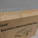 Stainless Steel Cat Litter Box with Lid, XL Extra Large High Sided Litter Box for Big Cats, Odor Free Open Top Litter Pan Easy Cleaning Anti-Urine Leakage Non-Stick, Includes Scoop, Light Grey