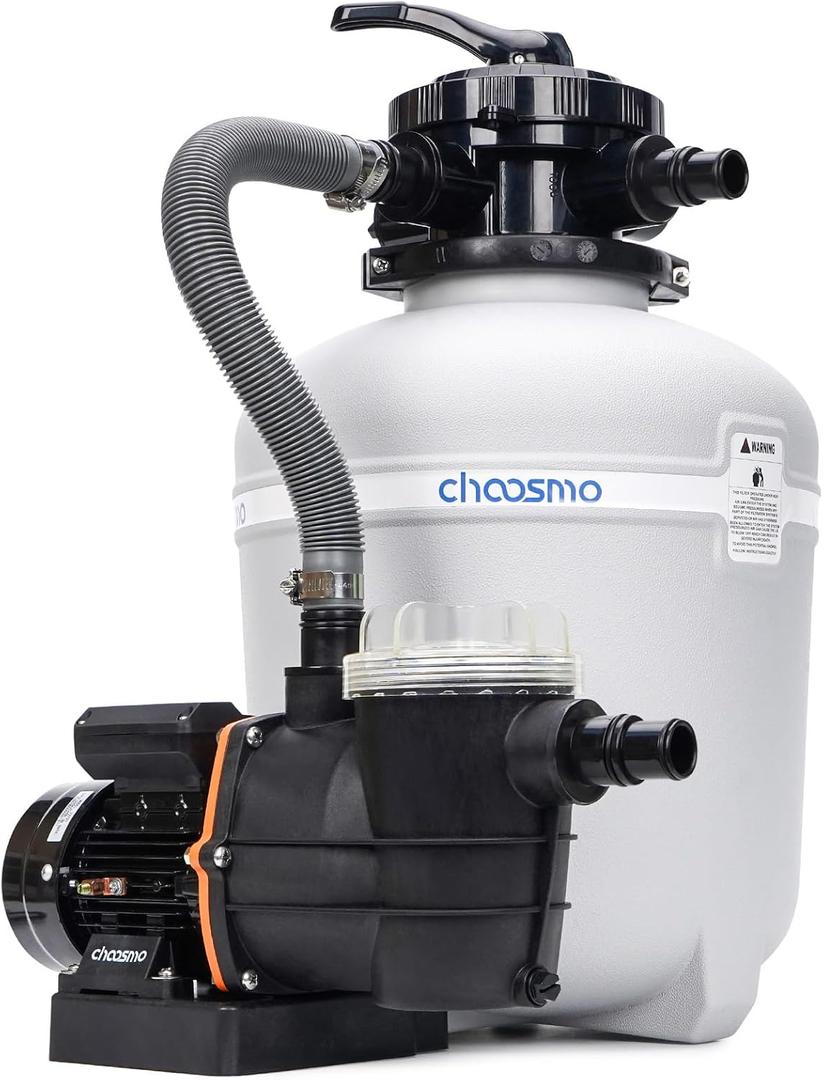 16 Inch Sand Filter Pump System for Above Ground Pools up to 16,000 Gal, 3/4HP Pool Pump&Filter Combo, 3120GPH Max Pump Flow, 6-Way Multi-Port Valve, Prefilter Strainer Basket Easy Filtration
