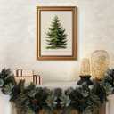 WHASAYART Gold Framed Vintage Wall Art Christmas Tree Print for Living Room Christmas Pictures Botanical Pine Tree Painting Shelf Decor Winter Cottagecore Room Aesthetic Xmas Holiday Decorations Gift