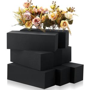 Lallisa 12 Pcs Reusable Floral Foam Blocks Water Weather Resistant Dry Floral Foam for Artificial Flower Arrangements Outdoor Flower Boxes Outside Hanging Planters Wedding Home Decor (9 x 3 x 3") (Black)