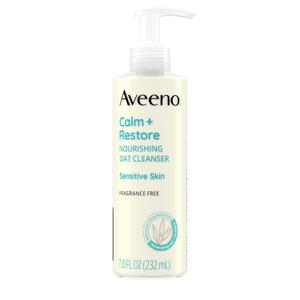 Aveeno Calm + Restore Facial Cleanser for Sensitive Skin, Hydrating Gentle Milky Face Cleanser with Nourishing Oat and Feverfew, Hypoallergenic Formula, Fragrance Free, 7.8 fl oz Aveeno Calm + Restore Facial Cleanser for Sensitive Skin, Hydrating Gentle Milky Face Cleanser with Nourishing Oat and Feverfew, Hypoallergenic Formula, Fragrance Free, 7.8 fl oz
