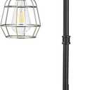 CONCA Steampunk Table lamp, E26 Base Rustic Edison Lighting, cage Shade Table lamp (A-Black+Bronze)