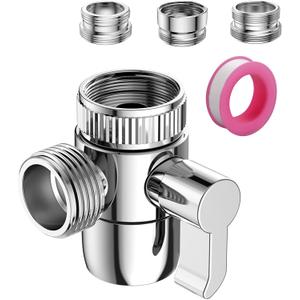 Faucet Diverter Valve with Aerator, 3-Way Diverter Valve for Hand Held Shower, Sink Faucet Splitter for Kitchen and Bathroom, with 55/64'', 15/16'', G1/2 Adapters