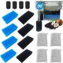 SHIGATSU 4 Set Replacement Aquarium Maintenance Kit for AquaClear 50 Power Filter, Includes Aquarium Foam Insert, Carbon Sponge, Bio Media and Pre-Filter Sponge