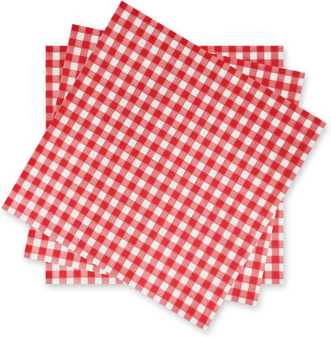 Gatherfun Disposable Red and White Gingham Paper Napkins (Pack of 50) (1-Red Plaid)