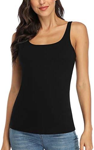 V FOR CITY Women's Cotton Tank Top with Shelf Bra Adjustable Wider Strap Camisole Basic Cami Tanks Size 2XL
