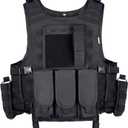 MGFLASHFORCE Tactical Airsoft Vest Adjustable Modular Paintball Vest (Black)