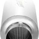 Upower 2.5" Inlet&Outlet Exhaust Resonator,4" x8.5" Body 11.5" Overall Length Center Straight Through Stainless Steel Muffler,Polished