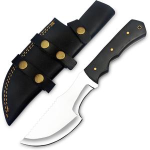 D2 Steel Tracker Knife 12 Inch Fixed Blade Bushcraft Survival Knife Full Tang with Micarta Handle & Leather Sheath for Camping, Hunting, Outdoor Use