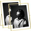 eletecpro 8x10 Metal Picture Frame Set of 2 with Real Glass Cover, Tabletop Display Photo for Multiple Size up to 8x10, Gold Floating Photo Frame for Wedding, Party, Home Decor, Vertical