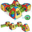 UTEX 8 in 1 Pop Up Children Play Tent House with 4 Tunnel, 4 Tents for Boys, Girls, Babies and Toddlers for Indoor and Outdoor Use, 31.5 inches x 19 inches x 35.5 inches