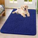 Smiry Dog Door Mat for Muddy Paws 40x32, Absorbs Moisture and Dirt Doormat, Non-Slip Washable Quick Dry Chenille Front Door Mat Indoor Entrance, Entryway Carpet for Inside Floor, Navy Blue
