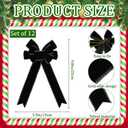 Janinka 12 Pcs 10 x 6 Inch Large Velvet Christmas Bows for Gift Wrapping Christmas Ribbon Bows Wrapping Accessory for Xmas Present Boxes Bouquet Basket Bottles Supplies(Black)
