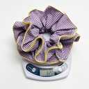 2 Pieces Large Lattice Ruffles Lace Plaid Hair Scrunchies for Women girls, oversized lace plaid hair ties ponytail Jumbo thick curly hairs bun (Pink Red)