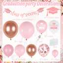 Graduation Balloon Arch Kit 2026 Pink, 18" 10" 5" Pink Rose Gold Balloons with Class of 2026 Banner for Congrats Grad Decorations College High School Graduation Party Decorations