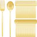 SUT 200PCS Gold Plastic Forks and Spoons Heavy Duty Set, Gold Disposable Silverware, gold Cutlery, Disposable Utensils, Plastic Flatware Includes 100 Forks, 100 Spoons for Party