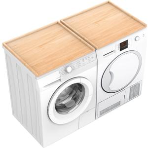 Laundry Countertop Solid Wood, 53.3" Lx 26.5" W Washer Dry Tabletop, Detachable Washer Dry Table Top, Wood Washer and Dry Counter with Edge Railing for Storage in The Laundry Room