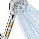 6-Setting Filtered Handheld Shower Head, JDO High Pressure Shower Head with Replaceable Filter Cartridge 4.7 Inch Detachable Showerhead for Chlorine Hard Water Removal 59 Inch Stainless Steel Hose (Chrome)