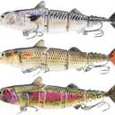 UOZAZE Fishing Lures Swim Bait Freshwater and Saltwater, Glide Bait for bass, Trout Lifelike Jointed swimbait for Bass, ‎Slow Sinking Bass Fishing Lure, Gifts for Men, Trout Lures, Fishing Stuff,Set of 3