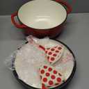 Umite Chef 6QT Enameled Cast Iron Dutch Oven with Lid, Versatile Heavy-Duty Cookware Pot for Baking Bread, Braising, Soups & Stews, Oven & Stovetop Safe with Heat Resistant GlovesRed