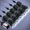 JMEXSUSS 500 LED White Christmas Lights Outdoor Indoor, Green Wire Christmas Tree Lights Plug in, 8 Modes Waterproof White String Lights for Xmas Wedding Party Garden