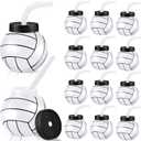 Sumind 12 Pcs 14 oz Volleyball Cups with Straws and Lids Plastic Sports Ball Cups Reusable Water Bottles Volleyball Theme Party Favor for Sports Party Supplies