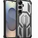 for Galaxy S25 FE Magnetic Case with Screen Protectors, Grey | Compatible with MagSafe, Concealed Kickstand, 2 Pack Screen Protectors, Military Grade, Double Layer, Shockproof Protection