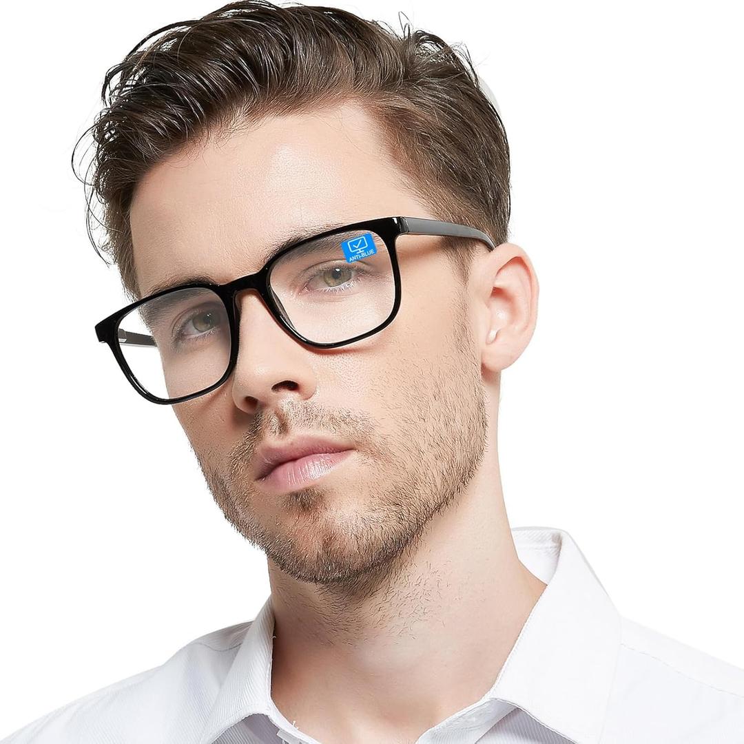 OCCI CHIARI Blue Light Blocking Reading Glasses for Men XL Comfort Readers (Black)