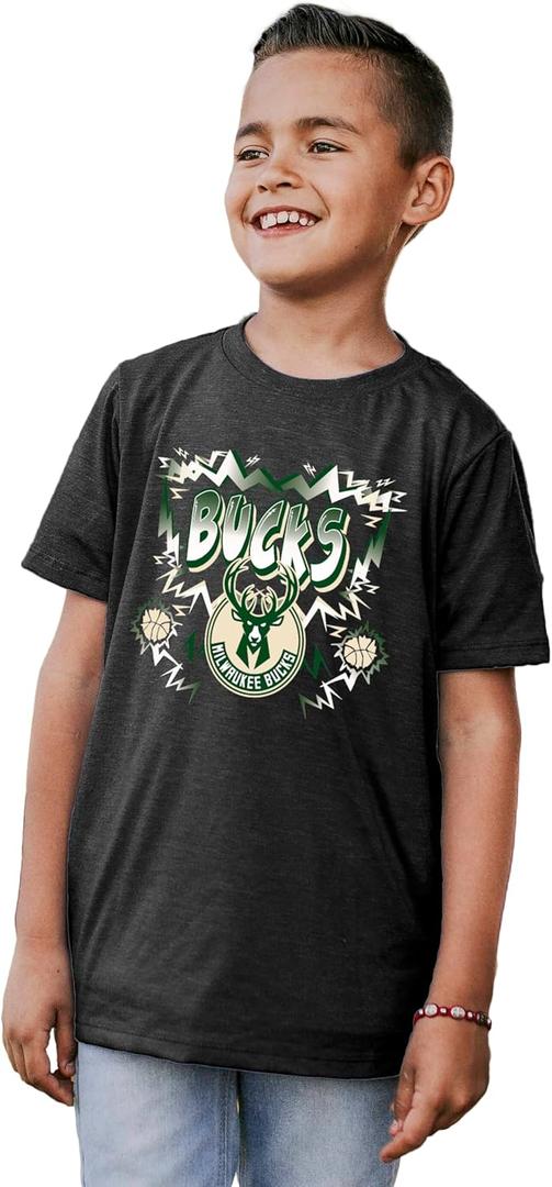 Blue 84 NBA Unisex Kids NBA Officially Licensed Youth Tri-Blend T-Shirt Basketball Team Color (Black, M)