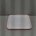 Red Co. 13.5 x 10 Enamelware Metal Classic 1.6-Quart Rectangular Serving Tray, Solid White/Red Rim