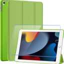 SUPFINE for 10.2 Inch iPad 9th Generation Case 2021, with [ Glass Screen Protector ]/ iPad 8th/7th Generation Case 2020/2019, Slim Stand Translucent Back Shell Cover, Green
