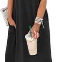 ANRABESS Women Casual Loose Sundress Sleeveless Split Maxi Long Beach Shirt Dress Travel Vacation 2025 Summer Outfits (Medium, Black)