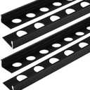 Blulu 4 Pcs Aluminum Tile Edge Trim Edging 49-1/4 in. L Shaped Metal Tile Corner Trim Protector with 90 Angle for Backsplash, Bathroom, Kitchen(Black,3/8 in.)