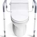 WeHwupe Toilet Safety Rails for Elderly Adults - Adjustable Bathroom Toilet Safety Frame with Handles - Stand Alone Toilet Grab Bar for Senior, Handicap & Disabled,Fits Most Toilets, White, TRX-8002