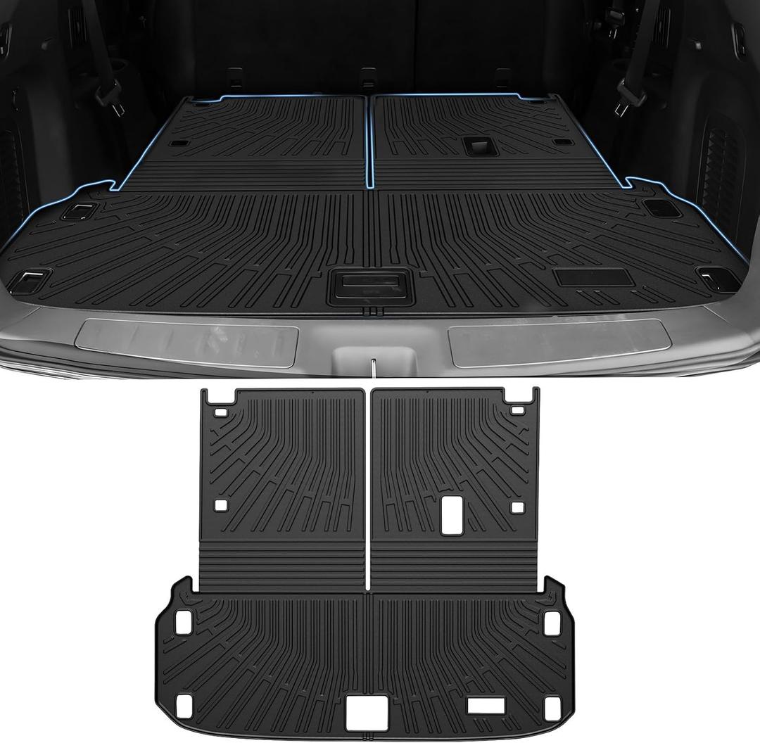 Pathfinder Cargo mat - Trunk Mat for Nissan Pathfinder 2013-2020/2014 Infiniti JX35/2014-2020 QX60, All Weather Trunk Mat & Backrest Mat for Pathfinder Accessories, Heavy Duty Rubber Mats