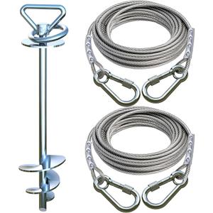 Dog Tie Out Cable and Stake for Camping,with 2x20FT Heavy Duty Cables(up to 200lbs),360°Swivel Dog Run Anchor- No Tangle,Dog Runner for Yard -Ideal for Outdoor Camping