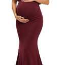 Glampunch Womens Off Shoulder Maternity Dress Ruffles Elegant Slim Gowns Fit Maxi Photography Dress M